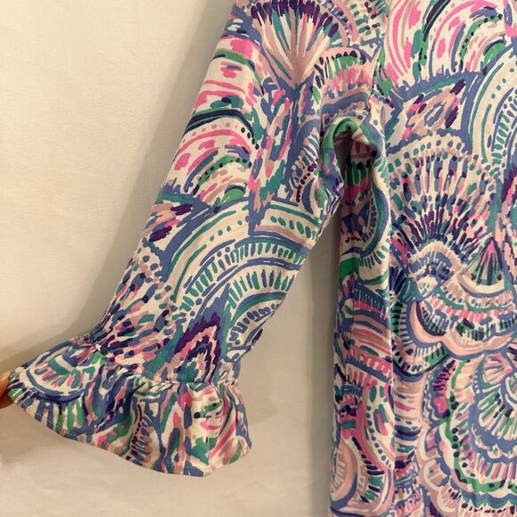 Lilly Pulitzer Mini Sofie Ruffle Happy As A Clam Dress Girls Size XL 12-14 - Picture 3 of 6